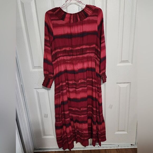 New Terra & Sky Dress Peasant Tiered Long Sleeve Maxi Tuscan Rose Plus Size - Picture 7 of 13